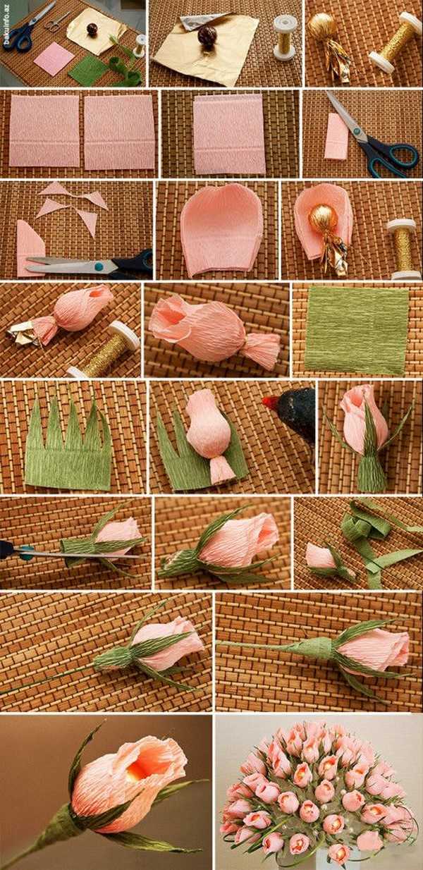 Розы из гофрированной бумаги своими руками для начинающих с пошаговыми инструкциями